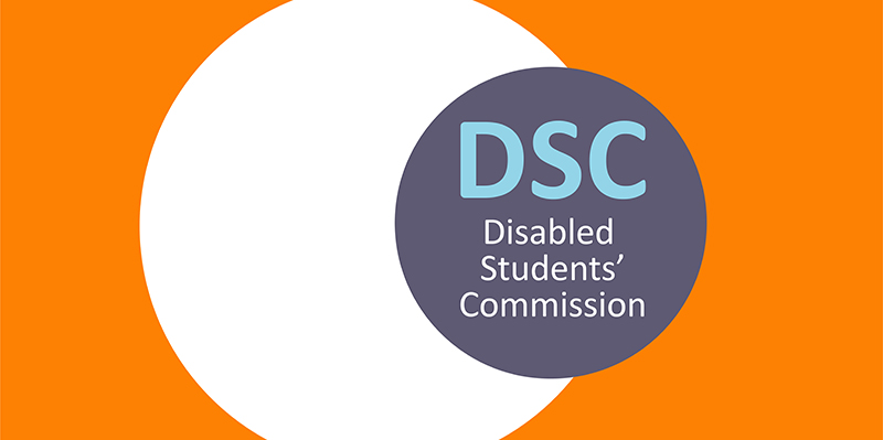 Disabled Students' Commission logo on orange background