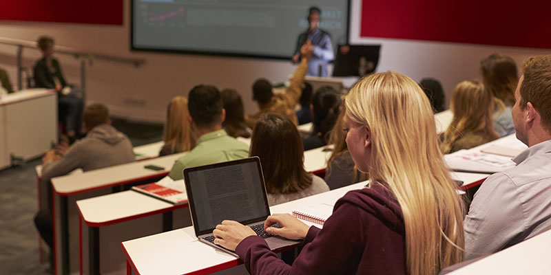 Students in a lecture theatre