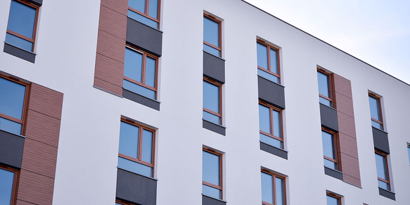 Exterior shot of windows on a student accommodation building