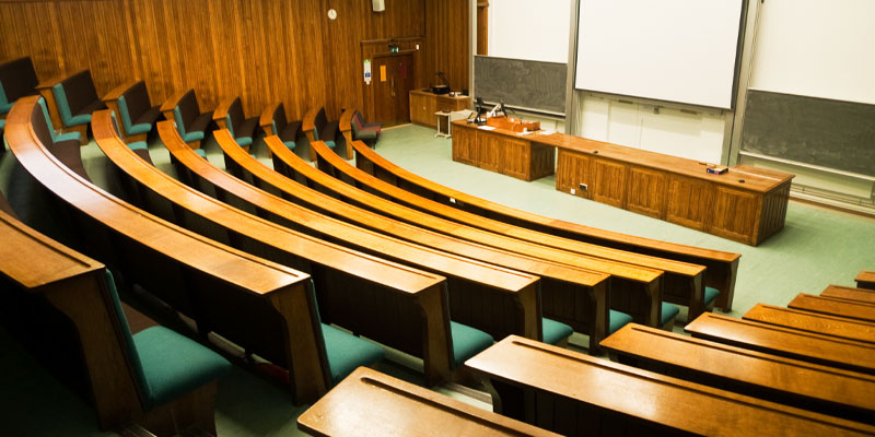 Empty university lecture theatre